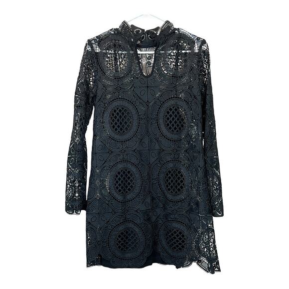 Free People Black Dark Boho Dress Cottage Indie Fairy Festival Hippie Lace Small - Picture 7 of 10